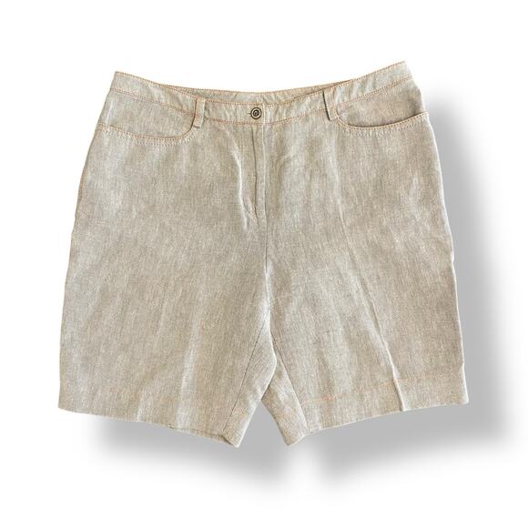 Carlisle Vintage Linen Cotton Tan Chino Shorts Size‎ US 10 Preppy - Picture 1 of 8
